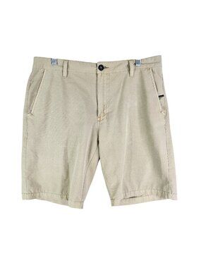 Mens Nitrous Black Stretch Hybrid Tan Shorts 10.5" Inseam Polyester Blend 33